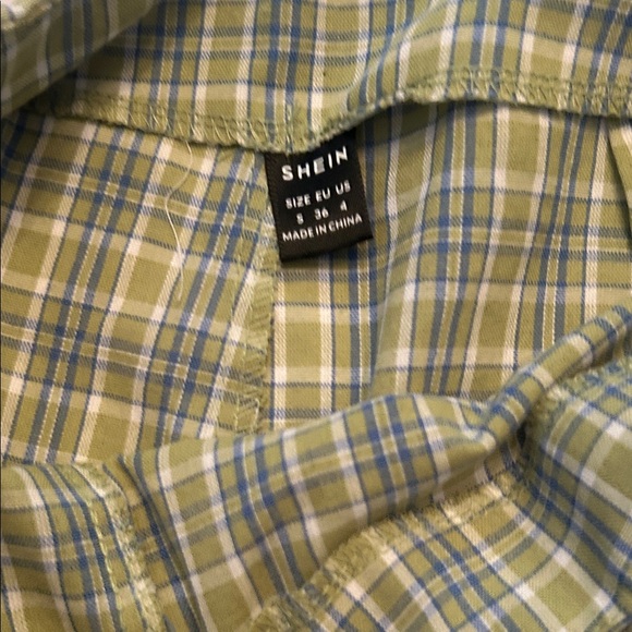 SHEIN Green Plaid Wide-Leg Pants - Picture 2 of 3